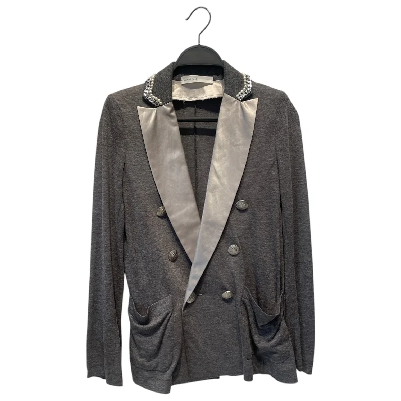 sacai luck/Jacket/2/Wool/GRY/PEARL COLLAR Hooded Jacket Caped Jacket Shawl Collar Jacket