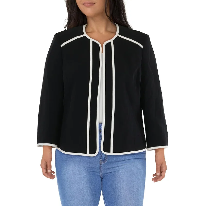 Plus Julia Womens Knit Framed Collarless Blazer Women's Unique Blazer