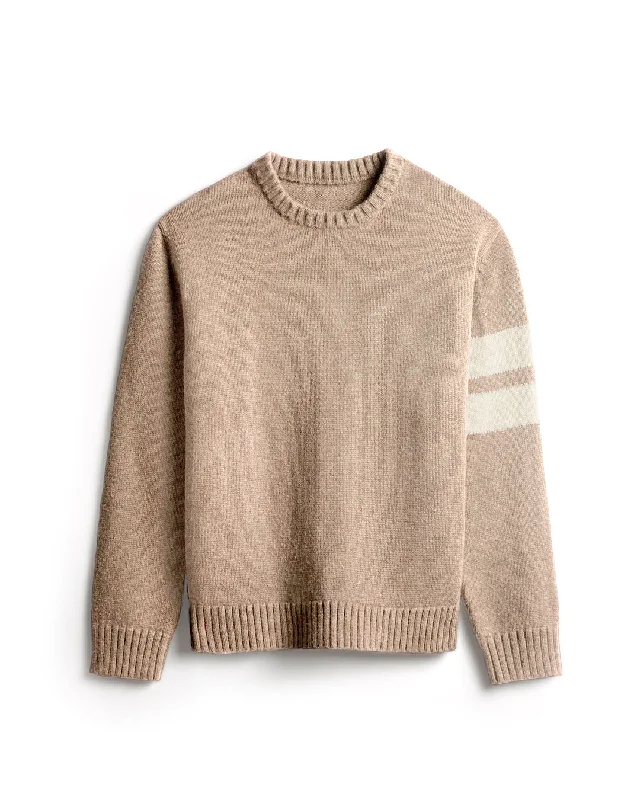 Comp Stripe Sweater - Oatmeal Mesh Fabric Canvas Fabric Denim Fabric