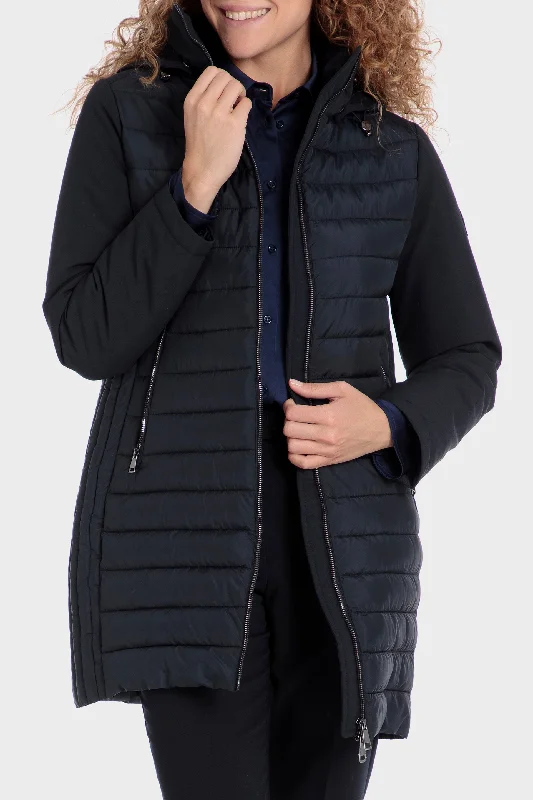 Navy blue parka Double-Pocket Quilted Parka