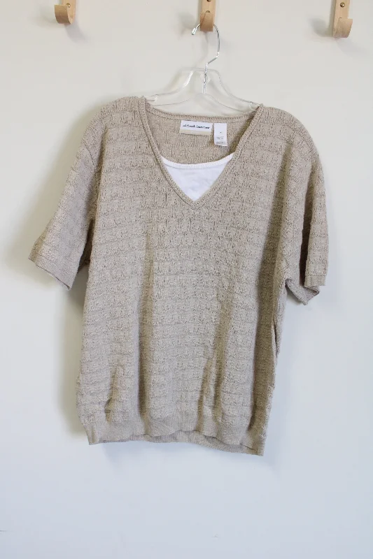 Alfred Dunner Tan Knit Sweater Top | 1X Stylish Fashionable Trendy