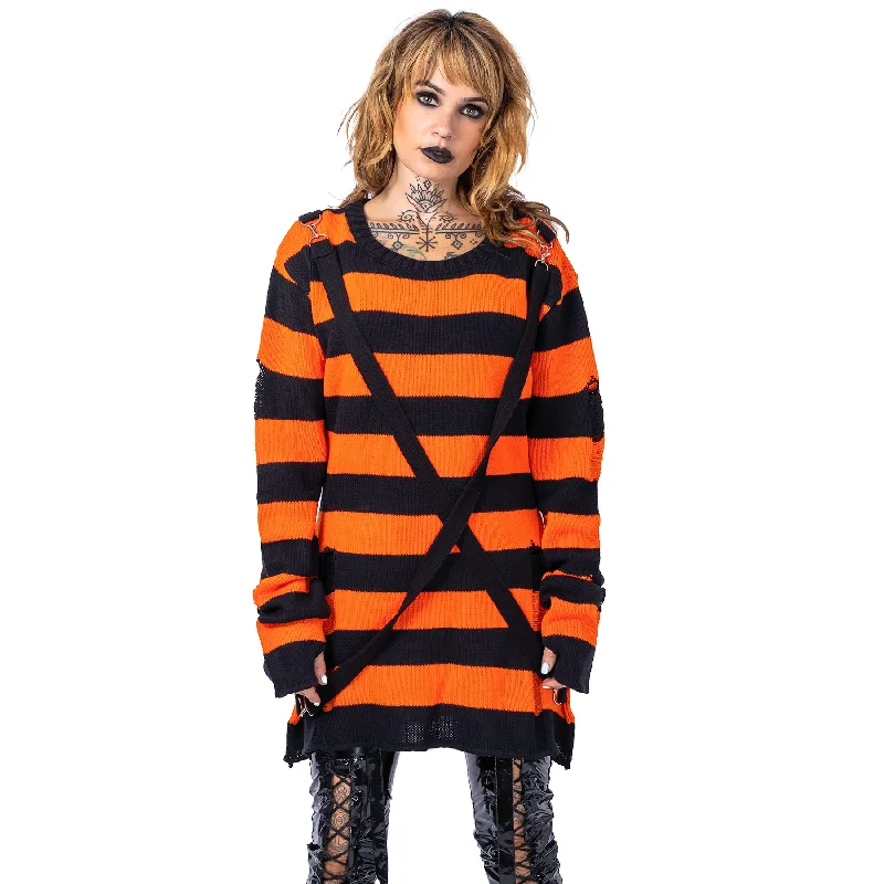 ORIANA JUMPER - BLACK/ORANGE Stretchy Elastic Breathable