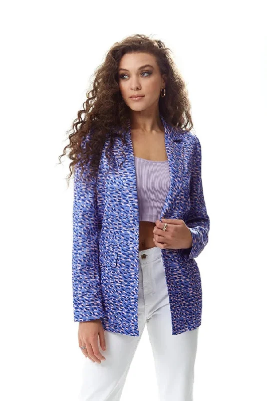 Liquorish Stroke Print Blazer In Purple Women's Classic Blazer