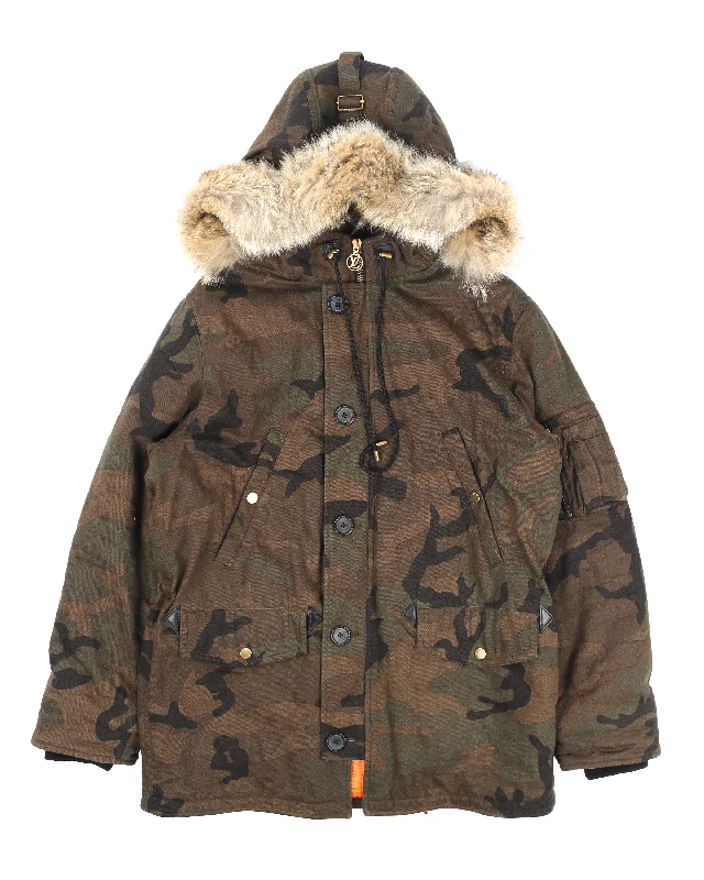 Supreme Jacquard Denim N-3B Parka Camo Padded Longline Parka Coat