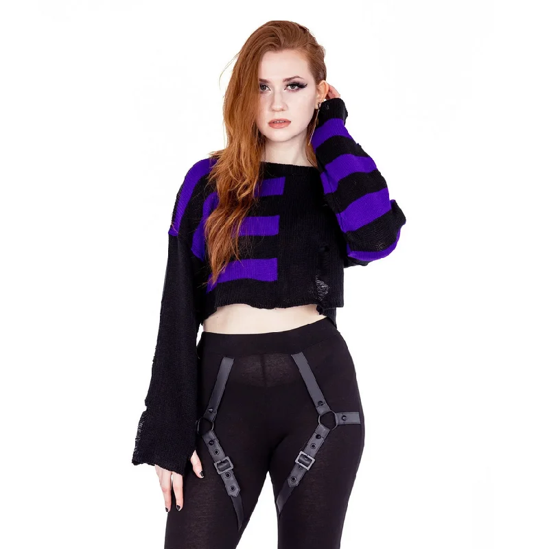 VIOLETTA JUMPER - BLACK/PURPLE Oversized Loose Flowy