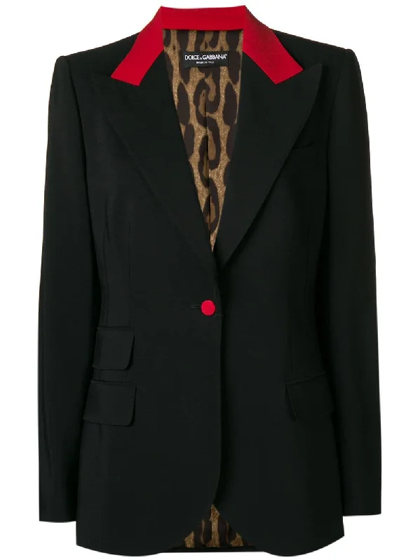 red trim blazer Silk Women's Blazer