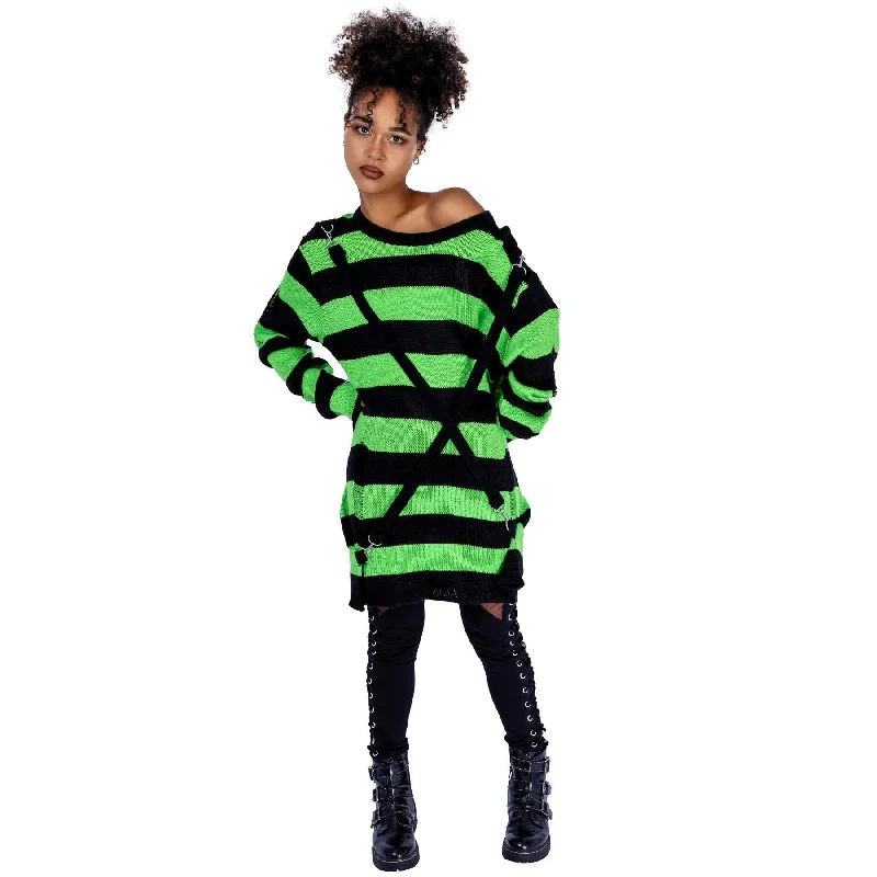 ORIANA JUMPER - BLACK/GREEN Layered Multi-layer Single Layer