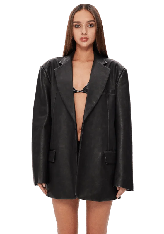 Black Leather Blazer Women's Advanced Suit