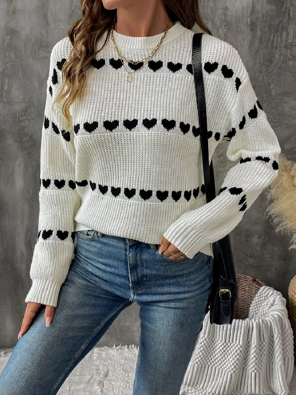 Darling Hearts Knitted Sweater Hooded Sweater Collared Sweater Shawl Collar