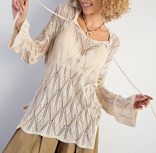 Leaf Sweater Tunic Top | Natural Boxy Sweater Fitted Sweater A-Line