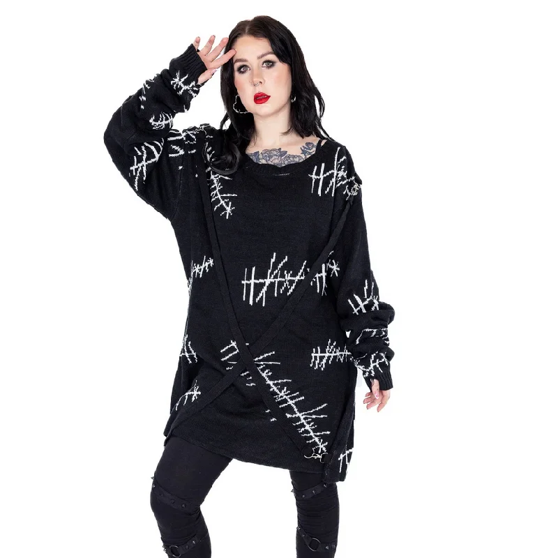 STITCH ME JUMPER - BLACK/WHITE Anti-Pilling Anti-Shrink Durable