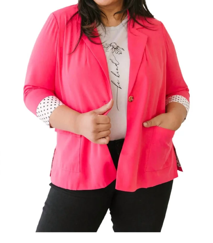 Pop Of Polka Blazer In Pink Women's Boutique Suit