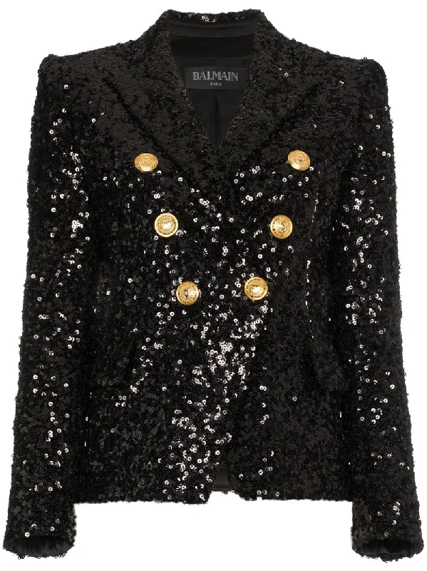 Double breasted sequin blazer Women's Trench Blazer