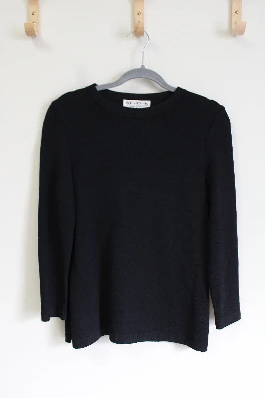 St. John Collection By Marie Gray Black Knit Sweater | 2 Boxy Sweater Fitted Sweater A-Line