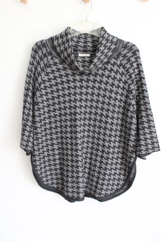 Ann Taylor LOFT Houndstooth Knit Poncho Sweater | XS/S Jersey Fabric Tulle Fabric Batik Fabric