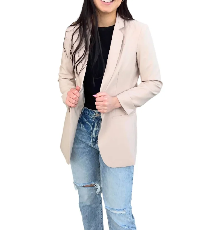 Basic Blazer In Beige Women's Navy Jacket