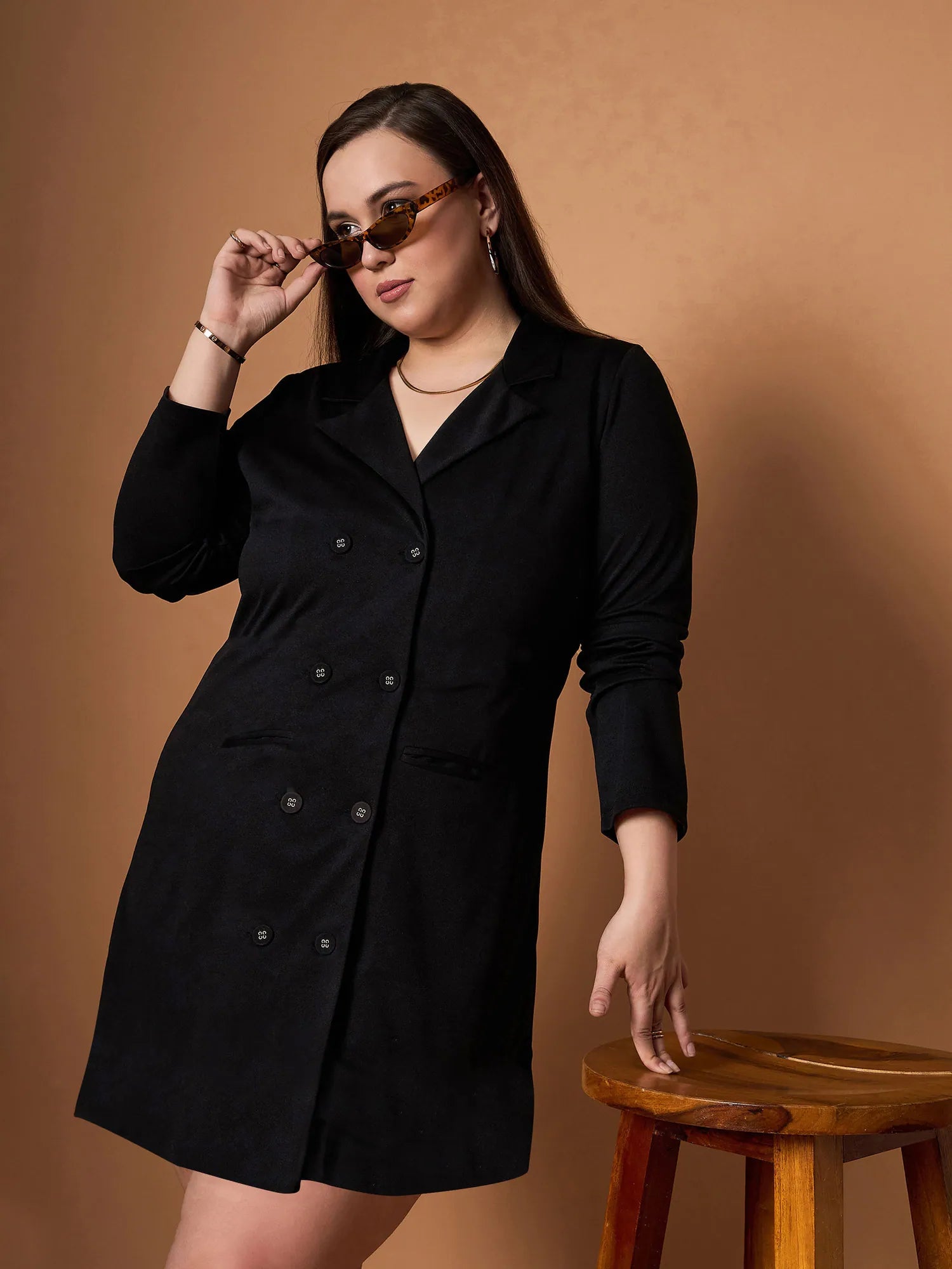 Women Black Short Blazer Dress-SFDRSS12460 Women's Radiation Jacket