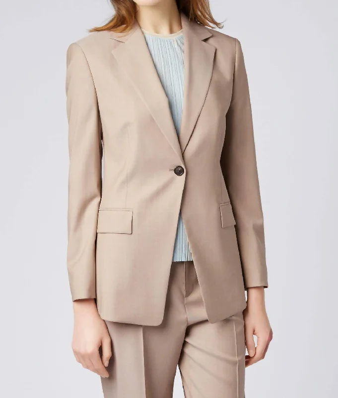 Janera 1 Virgin Wool Blazer In Beige Women's Fashion Blazer