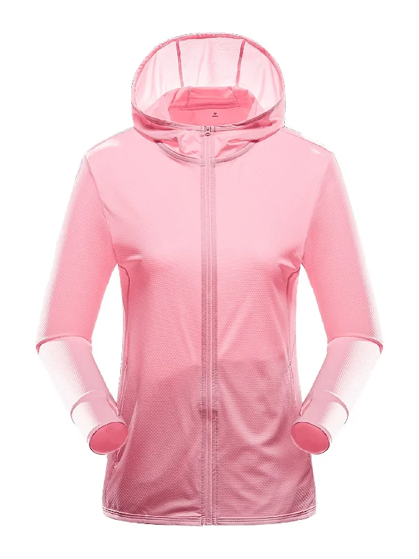 Womens Hooded Lightweight Jacket - Full Zip, Long Sleeve Sports Shirt - Breathable, Quick-Dry for Running, Cycling, Fishing Adventures Nylon Jacket Polyester Jacket Spandex Jacket