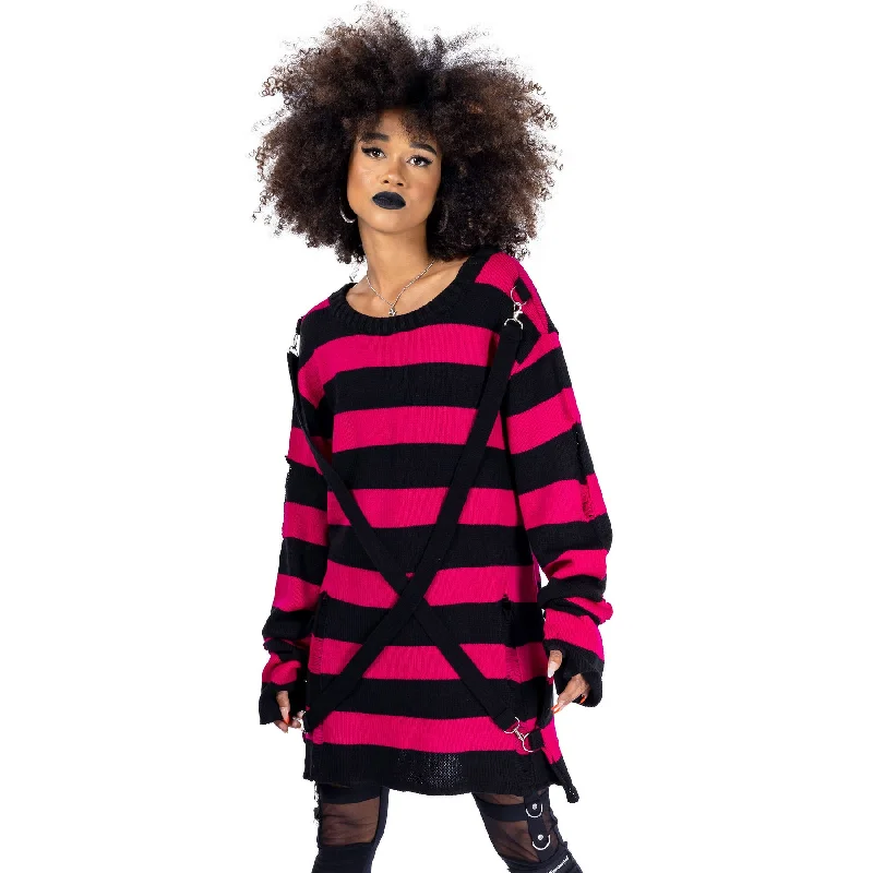 ORIANA JUMPER - BLACK/DARK PINK Spandex Rayon Corduroy