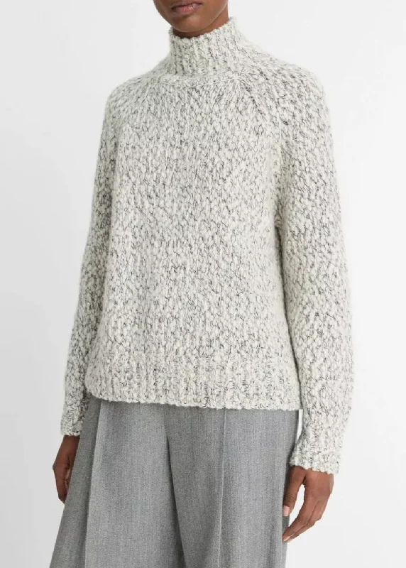 Italian Marled Wool-Blend Turtleneck Sweater Long Sweater Short Sweater Cropped Sweater