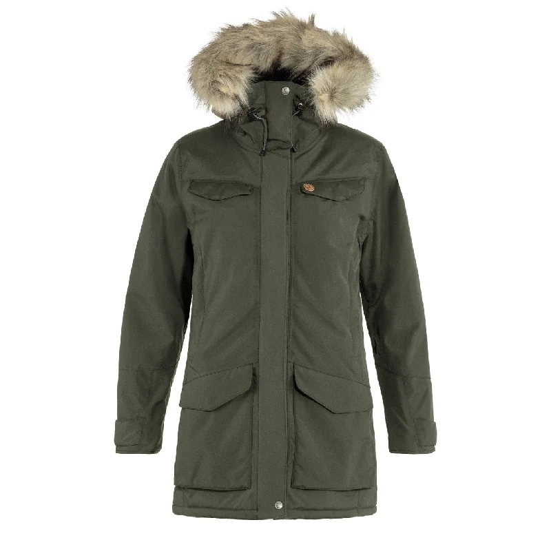 Fjallraven Womens Nuuk Parka Deep Forest Fashionable Adjustable Parka Coat