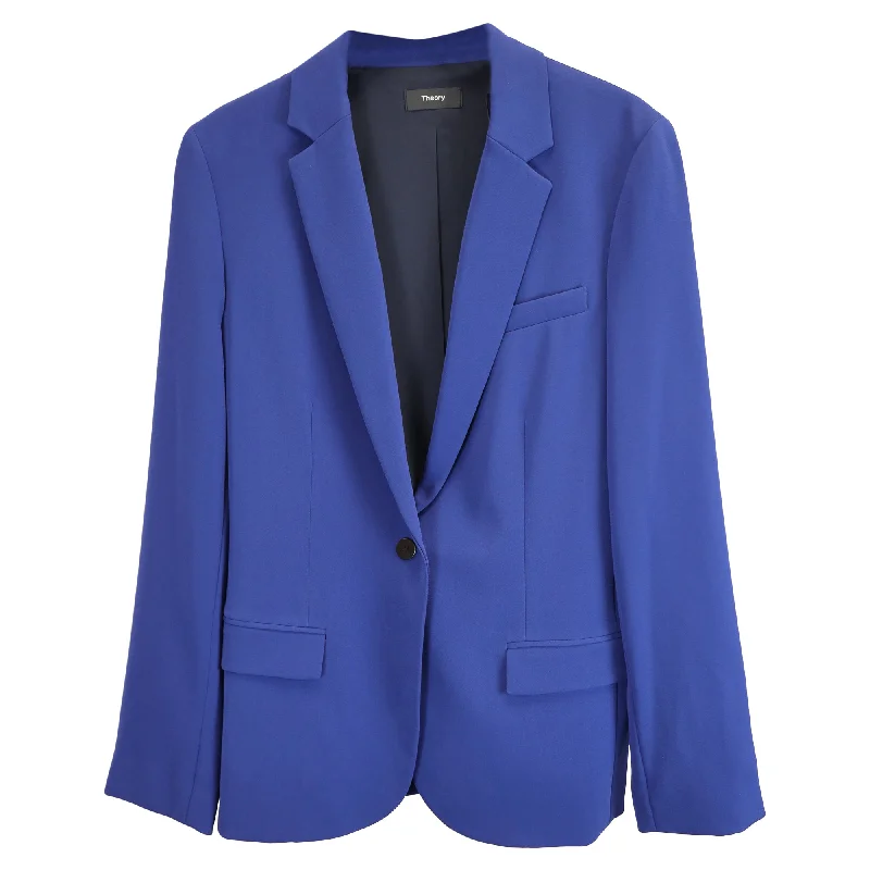 Theory Crepe Blazer in Blue Triacetate Women's Trendy Blazer