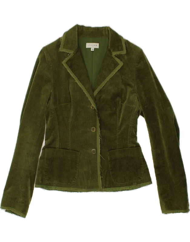 JIGSAW Womens 3 Button Blazer Jacket UK 10 Small Green Cotton Women's Travel Jacket