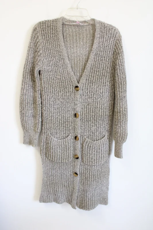 No Boundaries Gray Tan Knit Long Cardigan Sweater | L Long Sweater Short Sweater Cropped Sweater