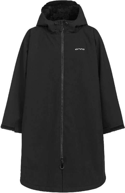 Orca Thermal Parka Changing Robe - Black Softshell Fleece-Lined Parka