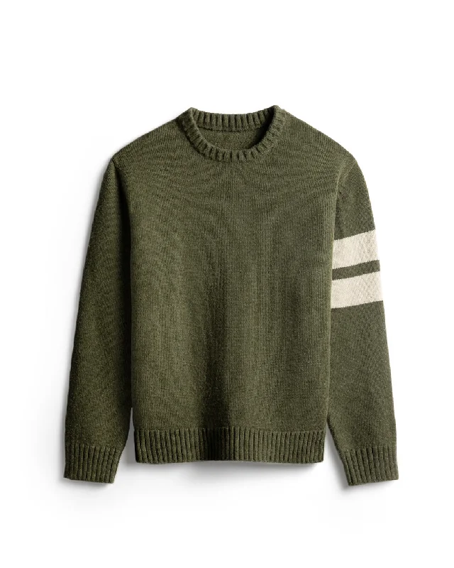 Comp Stripe Sweater - Olive Chenille Fabric Brocade Fabric Lace Fabric