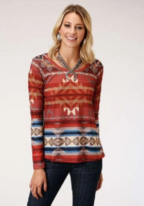 Women's Roper Long sleeve AZTEC DESIGN SWEATER JERSEY SHIRT Thin Thick Dense