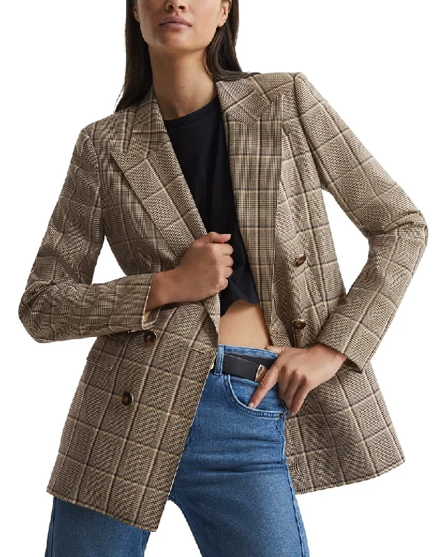 Reiss Sandie Double Breasted Check Blazer Women's Classic Blazer