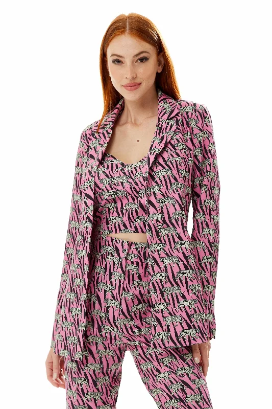 Liquorish Mixed Animal Print Blazer In Purple Women's Handmade Blazer