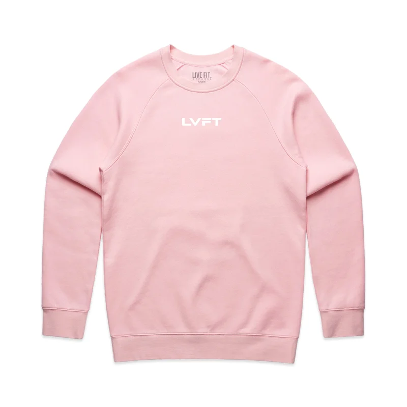 Logo Crewneck Sweater - Pink Turtle Neck Boat Neck Asymmetrical Neck