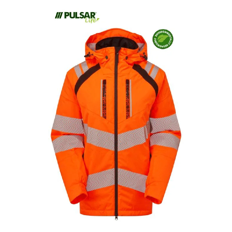 PULSAR® LIFE LFE969 GRS Women's Waterproof Hi-Vis Insulated Parka Orange Thermal Winterproof Parka Coat