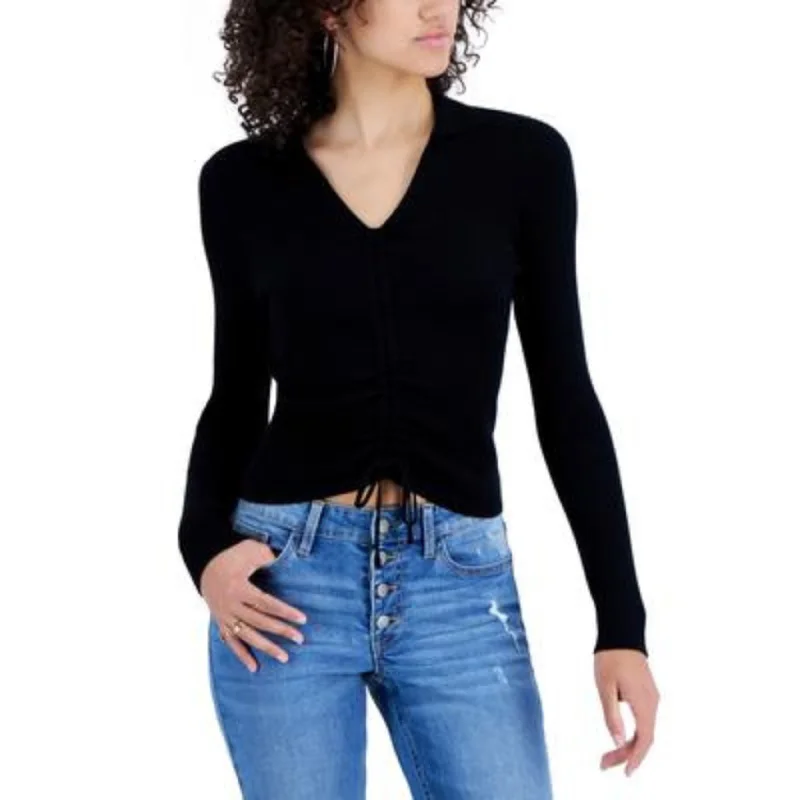 HOOKED UP -  Ruched Ribbed Sweater Velvet Chenille Corduroy