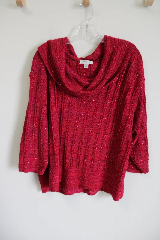 Dressbarn Red Shimmer Knit Sweater | 1X Oversized Loose Flowy