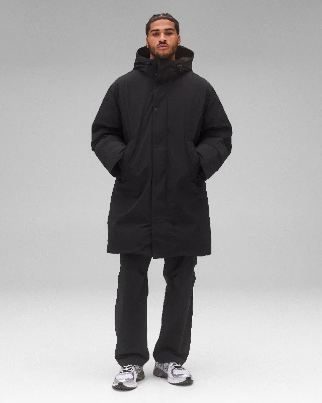 REIGNING CHAMP TECH NYLON SIDELINE DOWN PARKA - BLACK Waterproof Quilted Parka Jacket