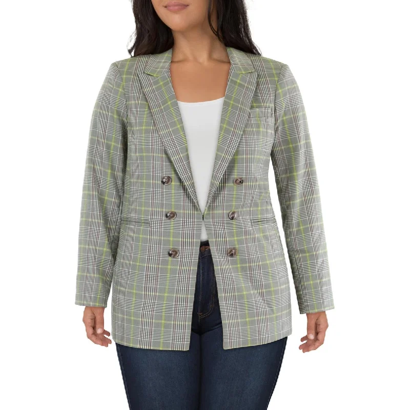 Womens Plaid Work Day Wear One-Button Blazer Women's Handmade Blazer