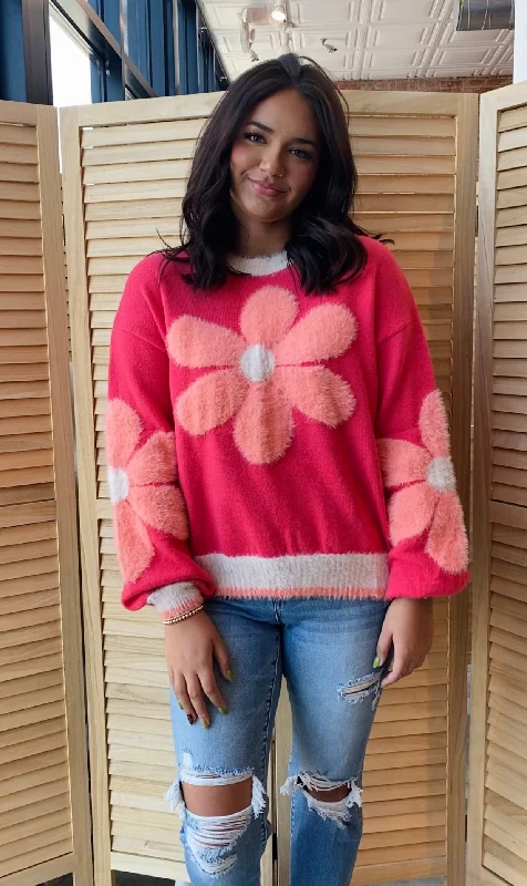 Daisy Love Sweater | Hot Coral Long Sweater Short Sweater Cropped Sweater