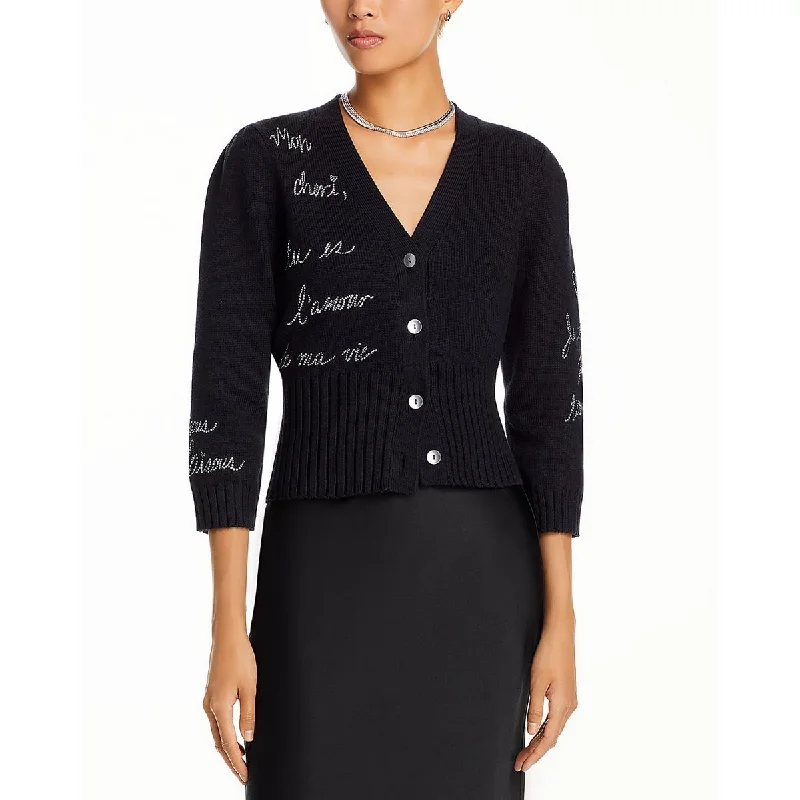 Womens Embellished Long Sleeve Collarless Blazer Women's High-End Blazer