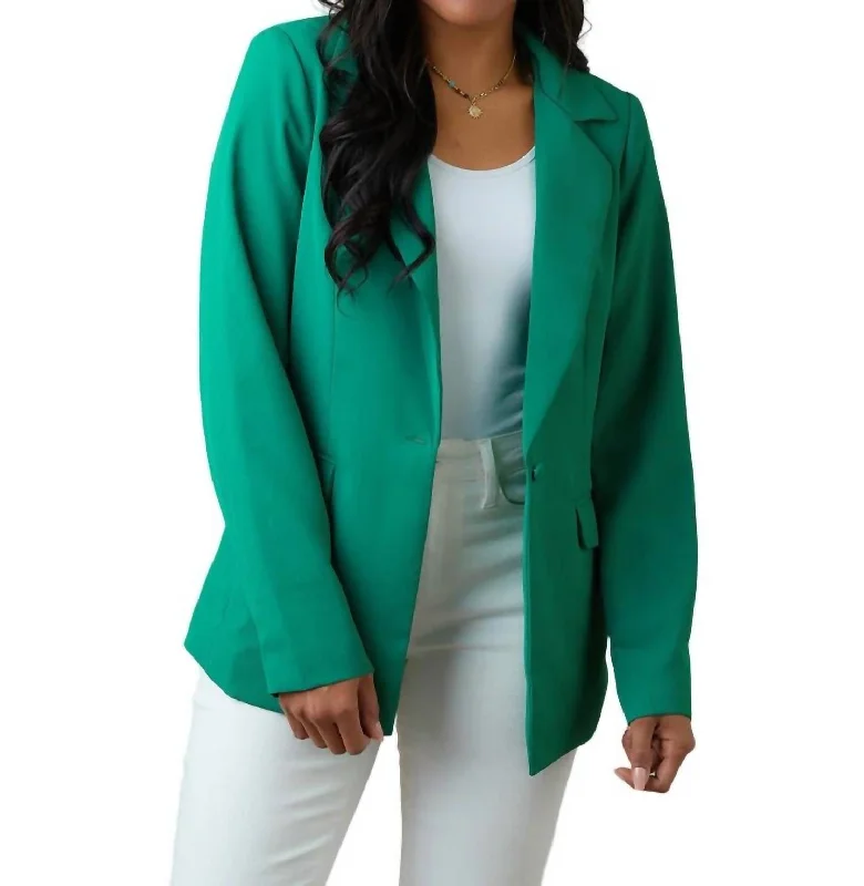 Business As Usual Blazer In Green Spring Women's Coat