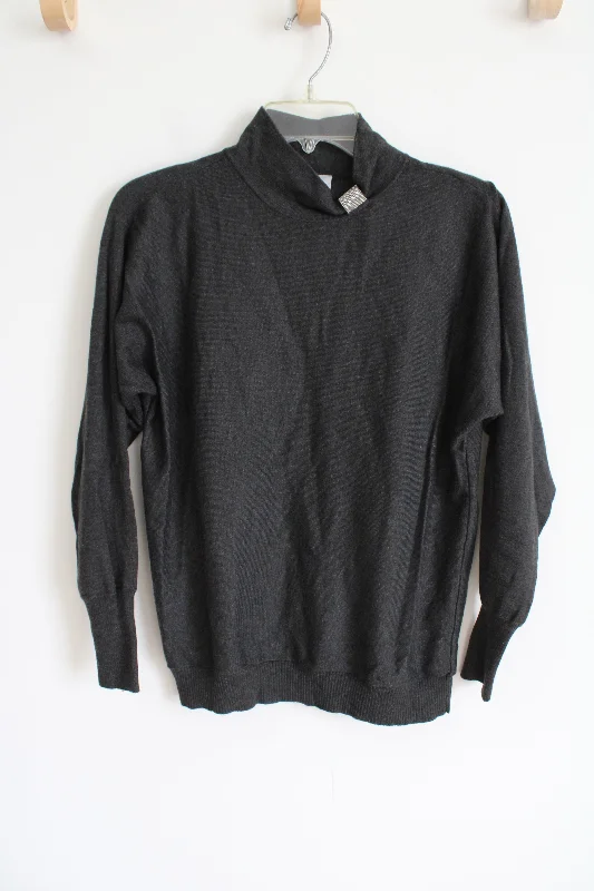 Chico's Charcoal Gray Mock Neck Knit Sweater | 0 (S) Machine Wash Dry Clean Hand Wash