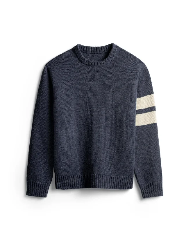 Comp Stripe Sweater - Navy Rayon Fabric Velvet Fabric Corduroy Fabric