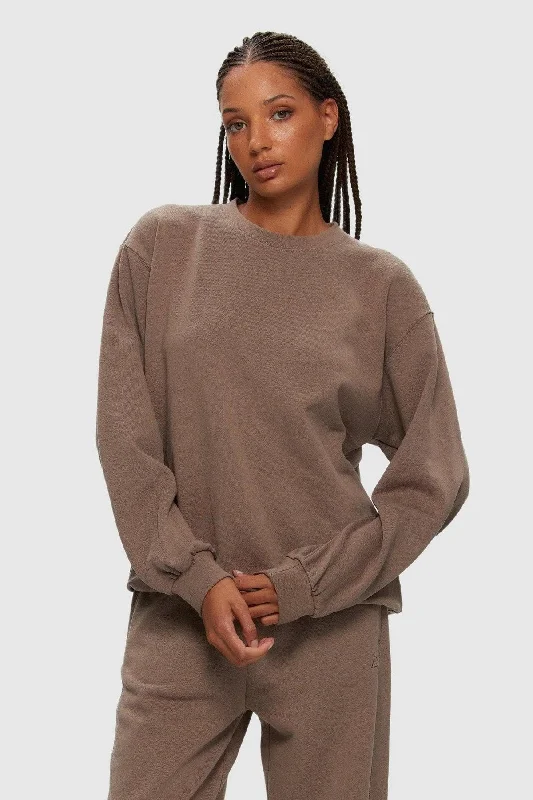 Crew Sweater - Taupe Satin Fabric Silk Fabric Chiffon Fabric