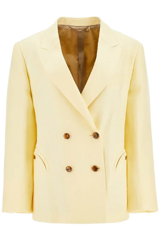 Blaze Milano Women's  yellow Linen Oversized Blazer Women's High-End Blazer