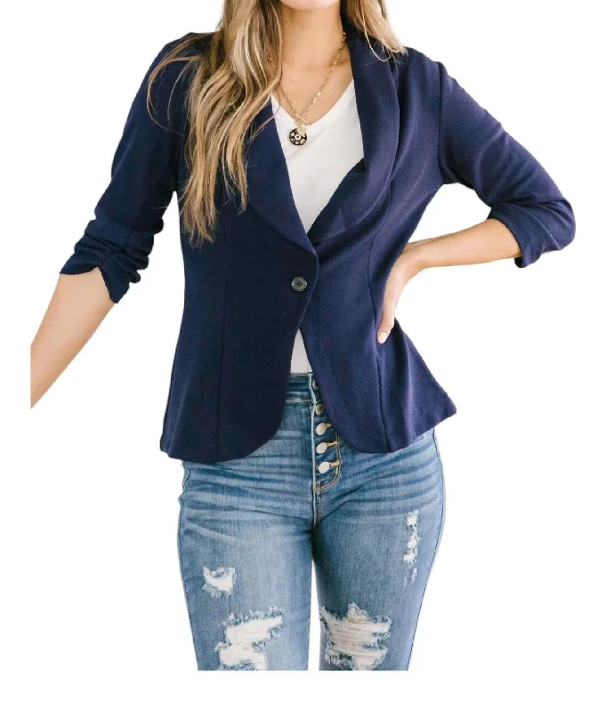 Acting Like A Lady Blazer In Navy / Blue Women's Unique Blazer