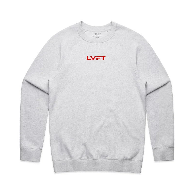 Logo Crewneck Sweater - White Heather / Red Long Sweater Short Sweater Cropped Sweater