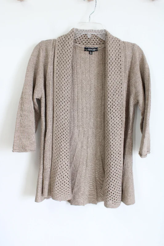 Elementz Tan Knit Sweater | L Petite Print Jacquard Patchwork